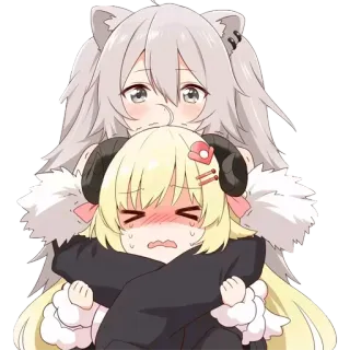 🦁 Anime, Desenho animado, Fofo, Personagens, Abraço, Kawaii whatsapp sticker