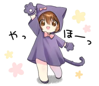 😃 Anime, Kucing, Lucu, Kawaii, Chibi, Manga, Gadis, Kostum telegram sticker
