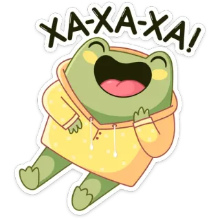 😂 ХА-ХА-ХА! grenouille, dessin animé, rire, joyeux, autocollant, vert, animal whatsapp sticker