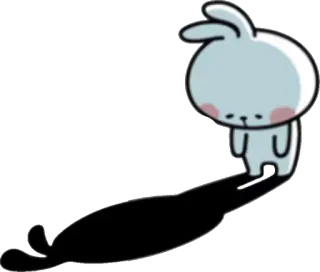 😔 Hase, traurig, Schatten, süß, Tier, Cartoon, kawaii whatsapp sticker