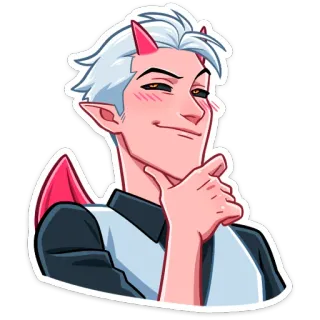 ☺️ demonio, diablo, elfo, pelo blanco, anime, dibujos animados, personaje whatsapp sticker