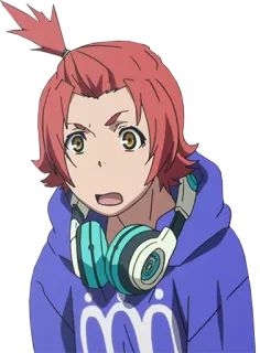 🙄 Anime, Charakter, Kopfhörer, Rotes Haar, Männlich whatsapp sticker