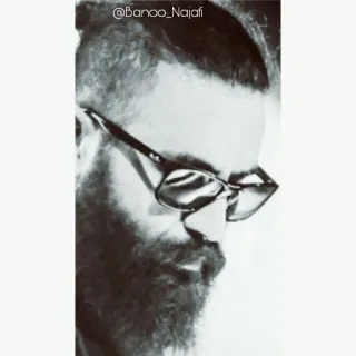 😊 @Banoo_Najafi man, portrait, beard, sunglasses, black and white telegram sticker