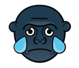 🦍 อิโมจิ, เศร้า, ร้องไห้, กอริลลา, ลิง, น้ำตา, อารมณ์, ความรู้สึก telegram sticker