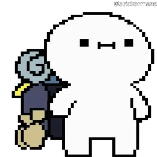 🎒 Pixel art, Personage, Sticker, Schattig, Simpel, Wit, Tas, Figuur telegram sticker