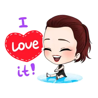 👏 I LOVE it! cinta, hati, kartun, gadis, positif whatsapp sticker