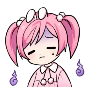 😥 Anime, Lindo, Kawaii, Pelo Rosa, Dibujos Animados, Pegatina, Chica telegram sticker