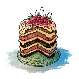 😄 cake, dessert, cherries, food, pastry telegram sticker