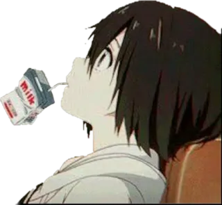 🤔 MILK milk, anime, girl, beverage, drinking, cute telegram sticker