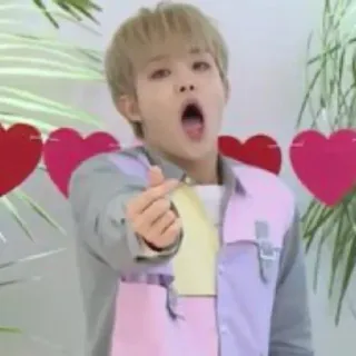❤️ k-pop, coreano, idol, cuore, cuore con le dita, carino, asiatico whatsapp sticker