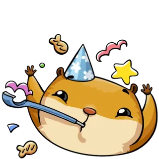 🎉 hamster, party, feier, süß, tier, hut telegram sticker