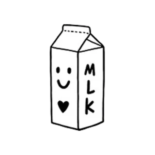 🍼 MLK Milch, Milchkarton, süß, schwarzweiß, Getränk, Essen telegram sticker