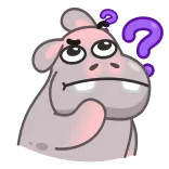 🤔 бегемот, думает, вопрос, животное, мультфильм telegram sticker