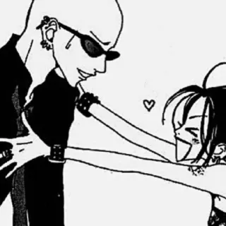 ❤ Anime, Manga, Tình yêu, Cặp đôi, Trái tim, Đen trắng telegram sticker