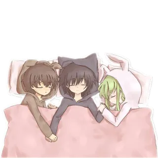 🤝 sleeping, anime, cartoon, children, pajamas, cute telegram sticker