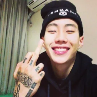 🖕 jari tengah, gestur ofensif, potret, tato, pria, kupluk telegram sticker