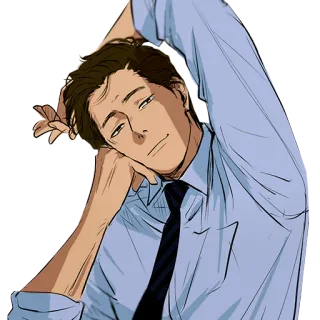 😏 man, tie, shirt, male, office, business, cartoon telegram sticker
