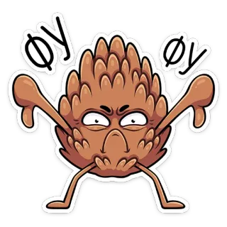 👎 ØY ØY шишка, мультфильм, персонаж, злой, смешной, природа, эмодзи telegram sticker