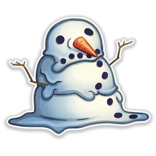 ⛄ снеговик, тающий, зима, морковь, снег whatsapp sticker