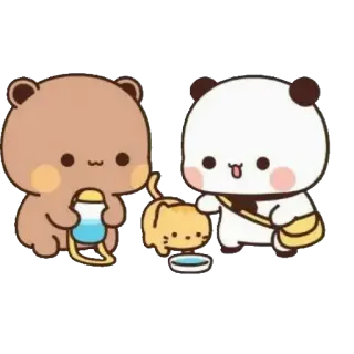 🐈 หมี, แพนด้า, แมว, น่ารัก, การ์ตูน, สติกเกอร์ telegram sticker