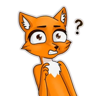 😱 สุนัขจิ้งจอก, สัตว์, การ์ตูน, คำถาม, สีส้ม telegram sticker