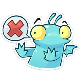 😳 Мультфильм, Монстр, Нет, Крест, Отмена, Отрицательный telegram sticker