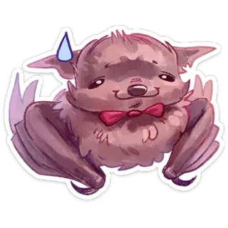 😓 bat, cute, cartoon, animal, bow tie, sticker telegram sticker
