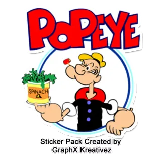 😀 Popeye POPEYE Desenho animado, Marinheiro, Espinafre, Clássico, Antigo telegram sticker