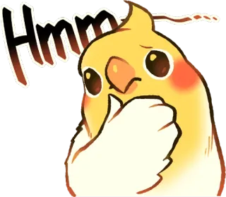 🤔 Hmm 鳥, オカメインコ, 可愛い, 考え中, うーん, 疑問, 混乱 telegram sticker