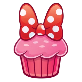 🍧 Minnie Mouse cupcake, Minnie Mouse, cartoon, bow, dessert, pink, red telegram sticker