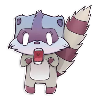 😱 procione, cartone animato, animale, adesivo telegram sticker