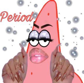 💅 Patrick Star SpongeBob SquarePants Period patrick star, bob l'éponge, règles, mème, drôle, dessin animé telegram sticker