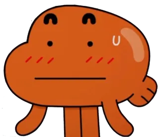 😅 Darwin Watterson The Amazing World of Gumball dessin animé, animé, poisson, nerveux, rougir, orange, personnage telegram sticker
