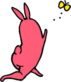 😊 Hase, Schmetterling, Rosa, Cartoon, Tier whatsapp sticker