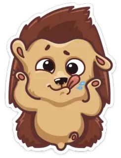 😜 hedgehog, animal, cartoon, cute, licking, happy, sticker telegram sticker