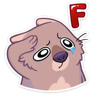 🫡 F triste, wombat, carta, chorando, fracasso, emoticon, desenho animado telegram sticker