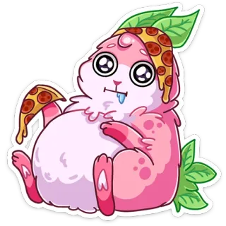 🍕 lapin, pizza, mignon, dessin animé, nourriture, animal, autocollant telegram sticker