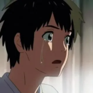 💫 Taki Tachibana Your Name Anime, Khóc, Cảm xúc, Con trai, Buồn telegram sticker
