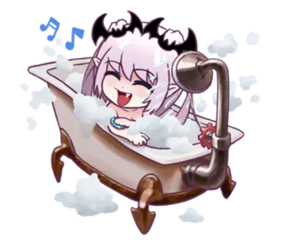 🚿 Anime, Mignon, Baignoire, Démon, Mousse, Relaxant telegram sticker
