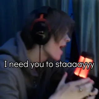 ❤️ I need you to staaaayyy person, microphone, headphones, music, quote telegram sticker