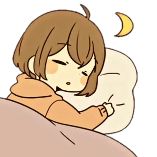 🌨 schlafen, schlafend, mond, nacht, cartoon, mädchen, anime telegram sticker