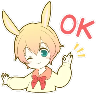 👌 OK 好的, 兔子, 卡通, 同意, 可爱, 批准, 积极的 whatsapp sticker