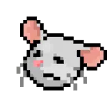 😮 鼠标, 像素画, 可爱, 动物, 灰色, 耳朵, 啮齿动物 telegram sticker