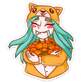 🤤 autocollant, mignon, orange, anime, dessin animé, mascotte telegram sticker