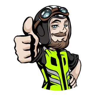 👍 いいね, パイロット, 飛行士, ヘルメット, 緑, ジェスチャー whatsapp sticker