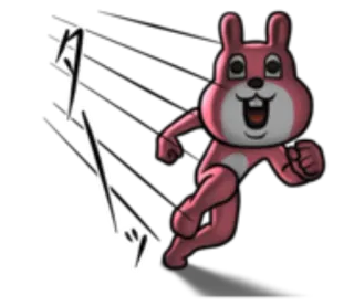 🏃 タタタ conejo, corriendo, dibujos animados, rosa, animal whatsapp sticker