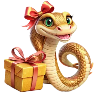 🧸 งู, สัตว์, การ์ตูน, ของขวัญ, โบว์, น่ารัก whatsapp sticker