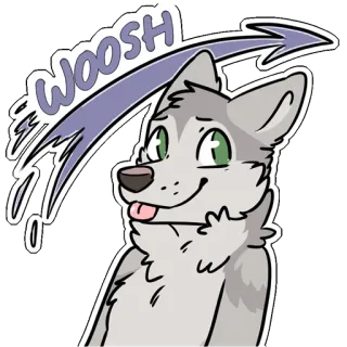 🤔 WOOSH wolf, zwiep, pijl, cartoon, dier telegram sticker