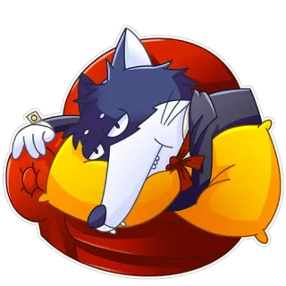 😪 lobo, desenho animado, personagem, sofá, relaxante, animal, mamífero, desenho animado telegram sticker