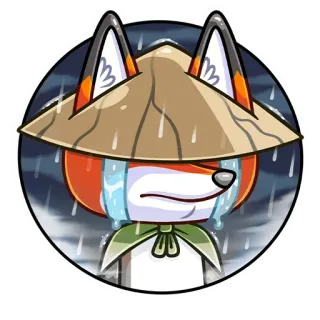 ☔️ zorro, llorando, triste, lluvia, animal, pegatina whatsapp sticker